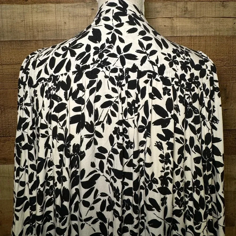🌻 MNG Black & White Floral Midi Peasant Dress* Women’s size 6 Cottagecore - Picture 7 of 16
